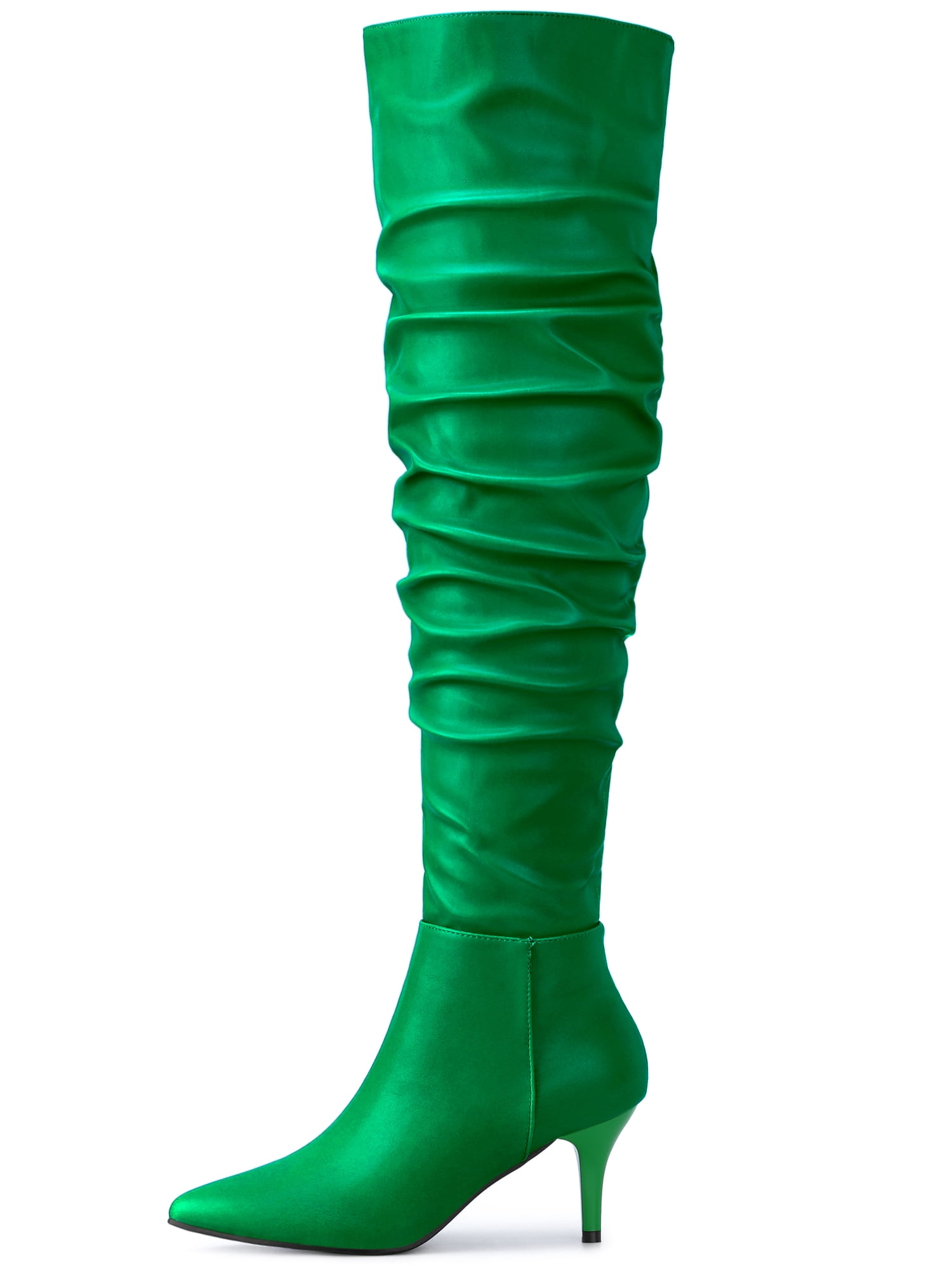 DARING DIVA Women's Slouches Stiletto Heels Over the Knee High Boots Green US 7.5