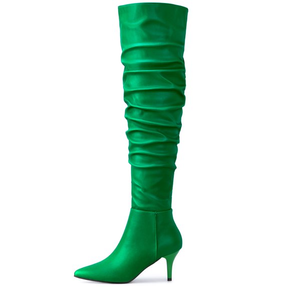 DARING DIVA Women's Slouches Stiletto Heels Over the Knee High Boots Green US 9