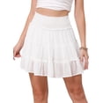 thumbnail image 1 of DARING DIVA Women's Smocked Waist Tiered Casual Beach Flowy Skort XX-Large White, 1 of 6