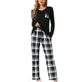 thumbnail image 1 of DARING DIVA Women's Soft Long Sleeve Plaid Pajama Set with Pockets XS Black, 1 of 6