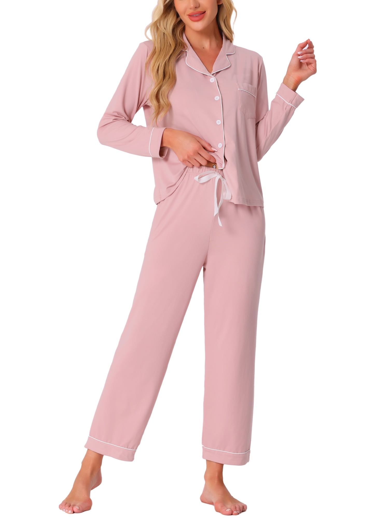 DARING DIVA Women's Soft Modal Button Down Pajama Sets M Pink