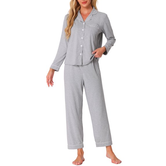 DARING DIVA Women's Soft Modal Button Down Pajama Sets S Gray