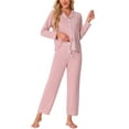 thumbnail image 1 of DARING DIVA Women's Soft Modal Button Down Pajama Sets XS Pink, 1 of 5