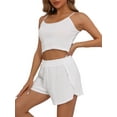 thumbnail image 1 of DARING DIVA Women's Soft Round Neck Spaghetti Strap Pajama Set M White, 1 of 6