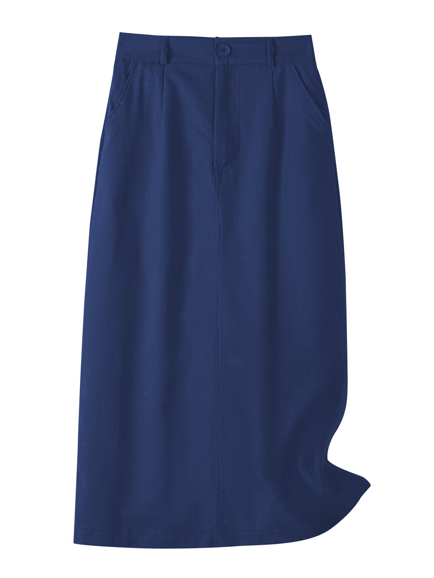 DARING DIVA Women's Soft Spring Summer Cotton High Waisted Skirt with Pockets S Dark Blue