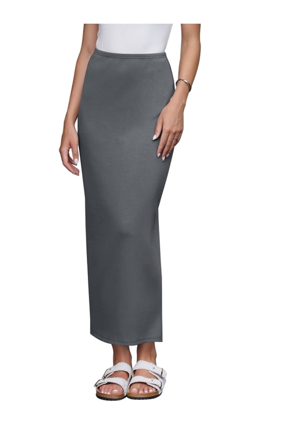Women's Solid Color Back Slit Business Long Pencil Skirt X-Large Grey