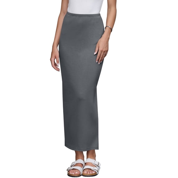 DARING DIVA Women's Solid Color Back Slit Business Long Pencil Skirt X-Small Grey
