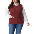 thumbnail image 1 of DARING DIVA Women's Solid Knitted Crew Neck Sweater Vest 2X Red, 1 of 6