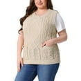 thumbnail image 1 of DARING DIVA Women's Solid Knitted Crew Neck Sweater Vest 3X Beige, 1 of 6