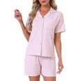 thumbnail image 1 of DARING DIVA Women's Solid Pajama Sets Short Sleeves Cute Soft Elastic M Light Purple, 1 of 7