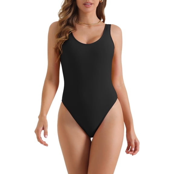 DARING DIVA Women's Solid Scoop Neck Bikini Small Black