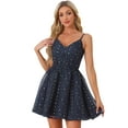thumbnail image 1 of DARING DIVA Women's Spaghetti Strap Fit and Flare Party Mini Dresses M Blue, 1 of 6