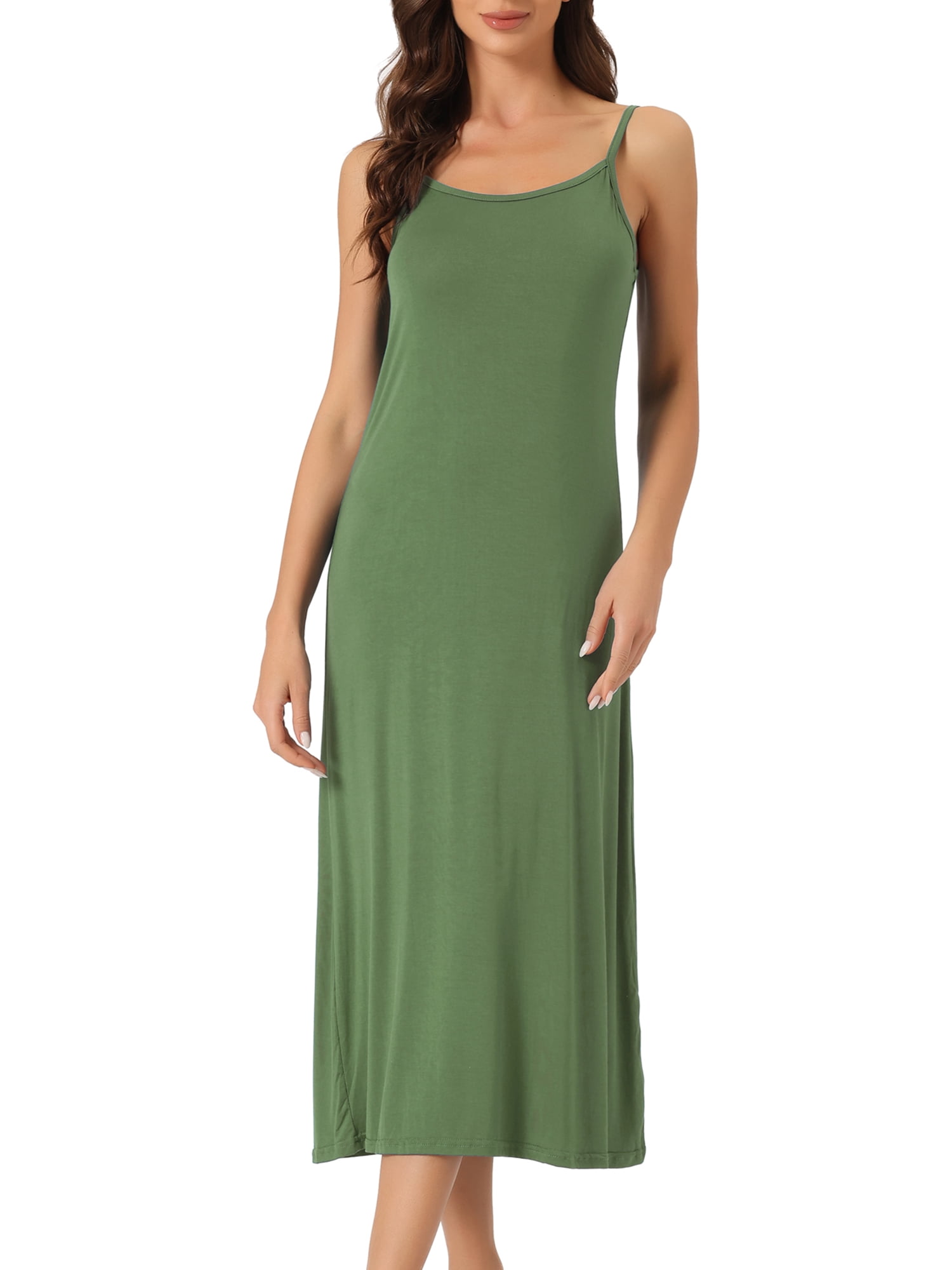 DARING DIVA Women's Spaghetti Strap Full Slip Midi Under Dress 2XL Army Green