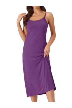 Women's Spaghetti Strap Full Slip Midi Under Dress L Deep Purple