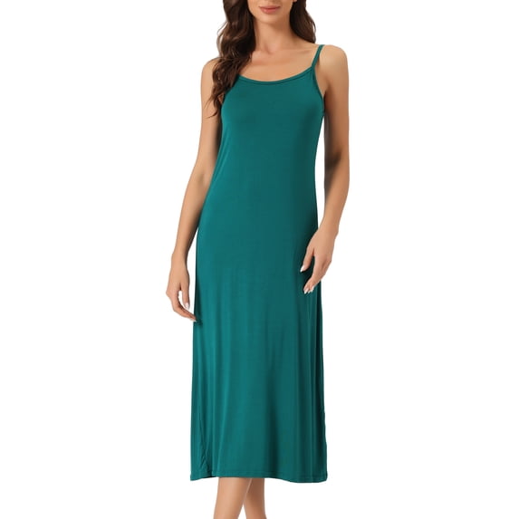 DARING DIVA Women's Spaghetti Strap Full Slip Midi Under Dress L Green