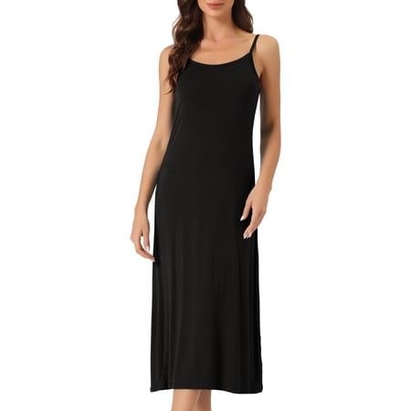 DARING DIVA Women's Spaghetti Strap Full Slip Midi Under Dress XL Black