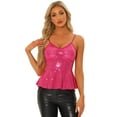 thumbnail image 1 of DARING DIVA Women's Spaghetti Strap Ruffles Peplum Sequin Tank Top XL Rose Red, 1 of 6