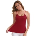 thumbnail image 1 of DARING DIVA Women's Spaghetti Straps Flowy Pleated Front Camisole Tops L Wine Red, 1 of 6