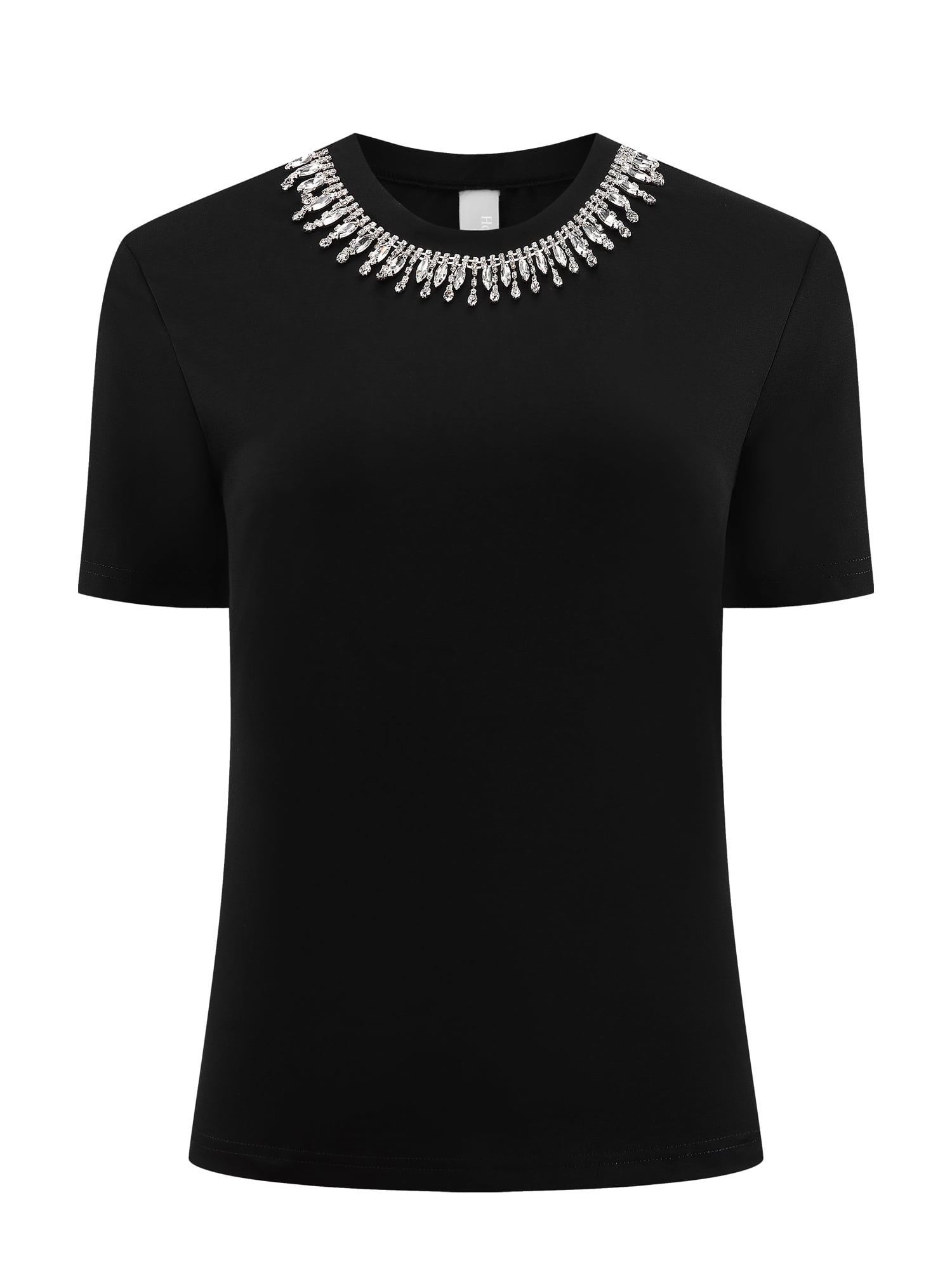 DARING DIVA Women's Elegant Women's Sparkly Blouse with Rhinestones 2XL Black
