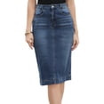 thumbnail image 1 of DARING DIVA Women's Split Back Pockets Knee Length Pencil Skirt X-Small Dark Blue, 1 of 6