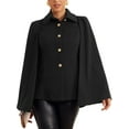thumbnail image 1 of DARING DIVA Women's Split Sleeve Button Front Cape Coat Shawl Blazer Jacket Black XS, 1 of 6