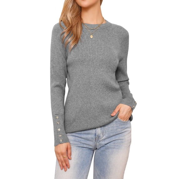 DARING DIVA Women's Spring Ribbed Knit Long Raglan Sleeves Sweater Tops XS Grey