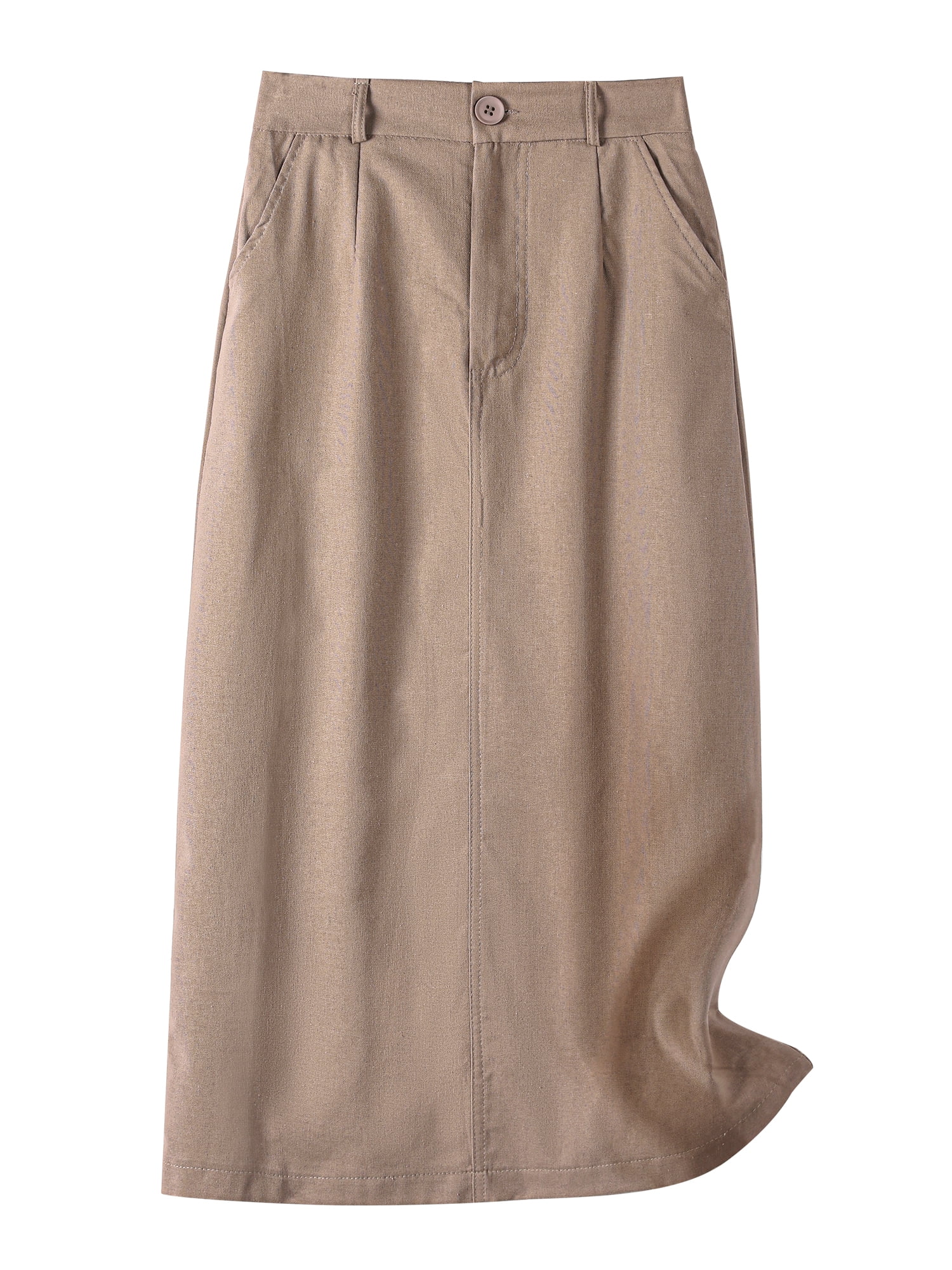 DARING DIVA Women's Spring Summer Skirt with Pockets M Brown