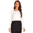 thumbnail image 1 of DARING DIVA Women's Square Neck Loose Flowy Business Blouses XS White, 1 of 6