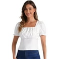 thumbnail image 1 of DARING DIVA Women's Square Neck Puff Sleeve Victorian Vintage Top XL White, 1 of 6