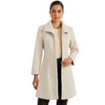 thumbnail image 1 of DARING DIVA Women's Stand Collar Button Down Outwear Winter Pea Overcoat Beige XS, 1 of 6