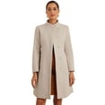 thumbnail image 1 of DARING DIVA Women's Stand Collar Long Sleeve Winter Trench Coat M Beige, 1 of 6
