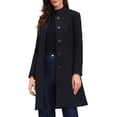 thumbnail image 1 of DARING DIVA Women's Stand Collar Mid-Length Overcoat with Pockets XS Black, 1 of 6