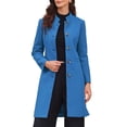 thumbnail image 1 of DARING DIVA Women's Stand Collar Mid-Length Overcoat with Pockets XS Blue, 1 of 6
