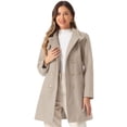 thumbnail image 1 of DARING DIVA Women's Winter Trench Casual Stand Collar Pea Double Breasted Overcoat M Beige, 1 of 6