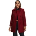 thumbnail image 1 of DARING DIVA Women's Stand Collar Pea Double Breasted Trench Coats Burgundy XL, 1 of 6