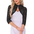 thumbnail image 1 of DARING DIVA Women's Stand Collar Sheer Floral Lace Bolero Shrug M Black, 1 of 6