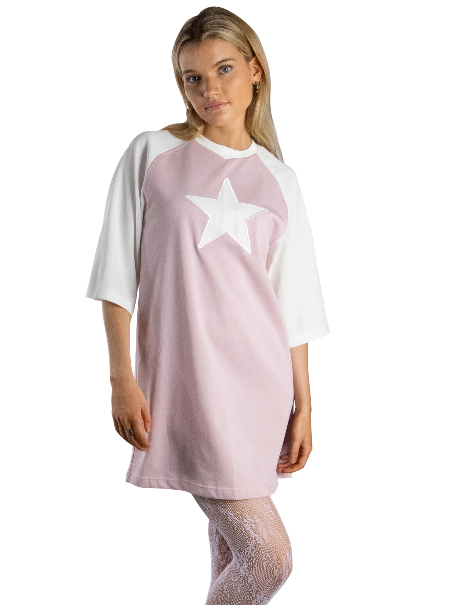 DARING DIVA Women's StarStruck Oversized T-shirt Dress XS Pink