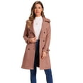 thumbnail image 1 of DARING DIVA Women's Strap Cuff Solid Double Breasted Tie Belt Trench Coats Dark Pink L, 1 of 6