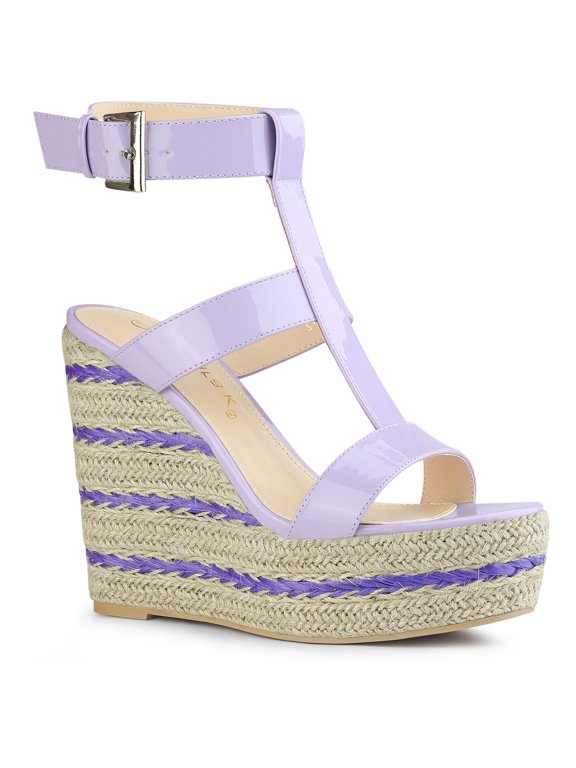 Women's Strappy Espadrille Wedges Platform Sandals for Fashion Purple 7