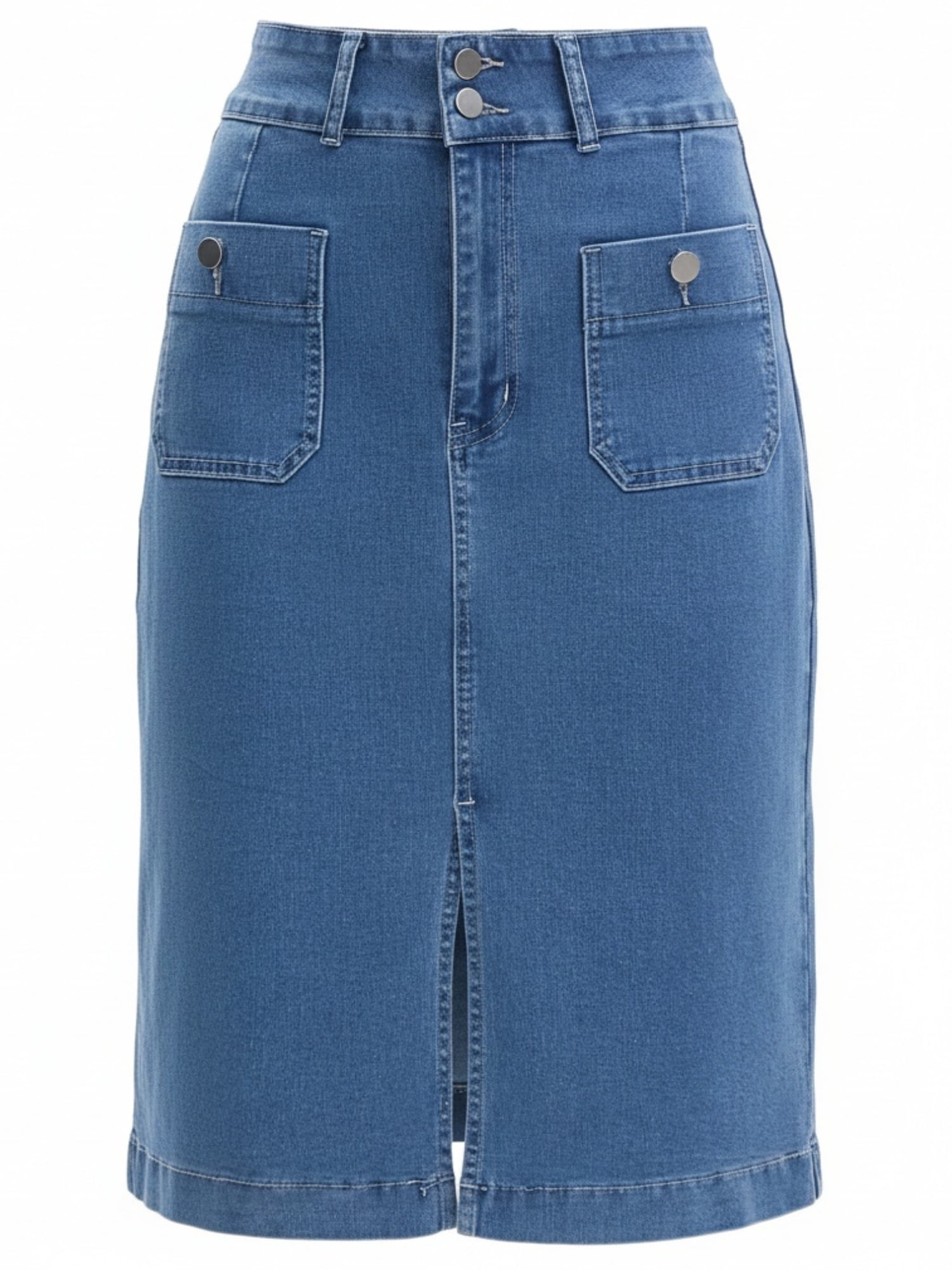 DARING DIVA Women's Stretchy Below Knee Length Jean Skirts X-Large Blue