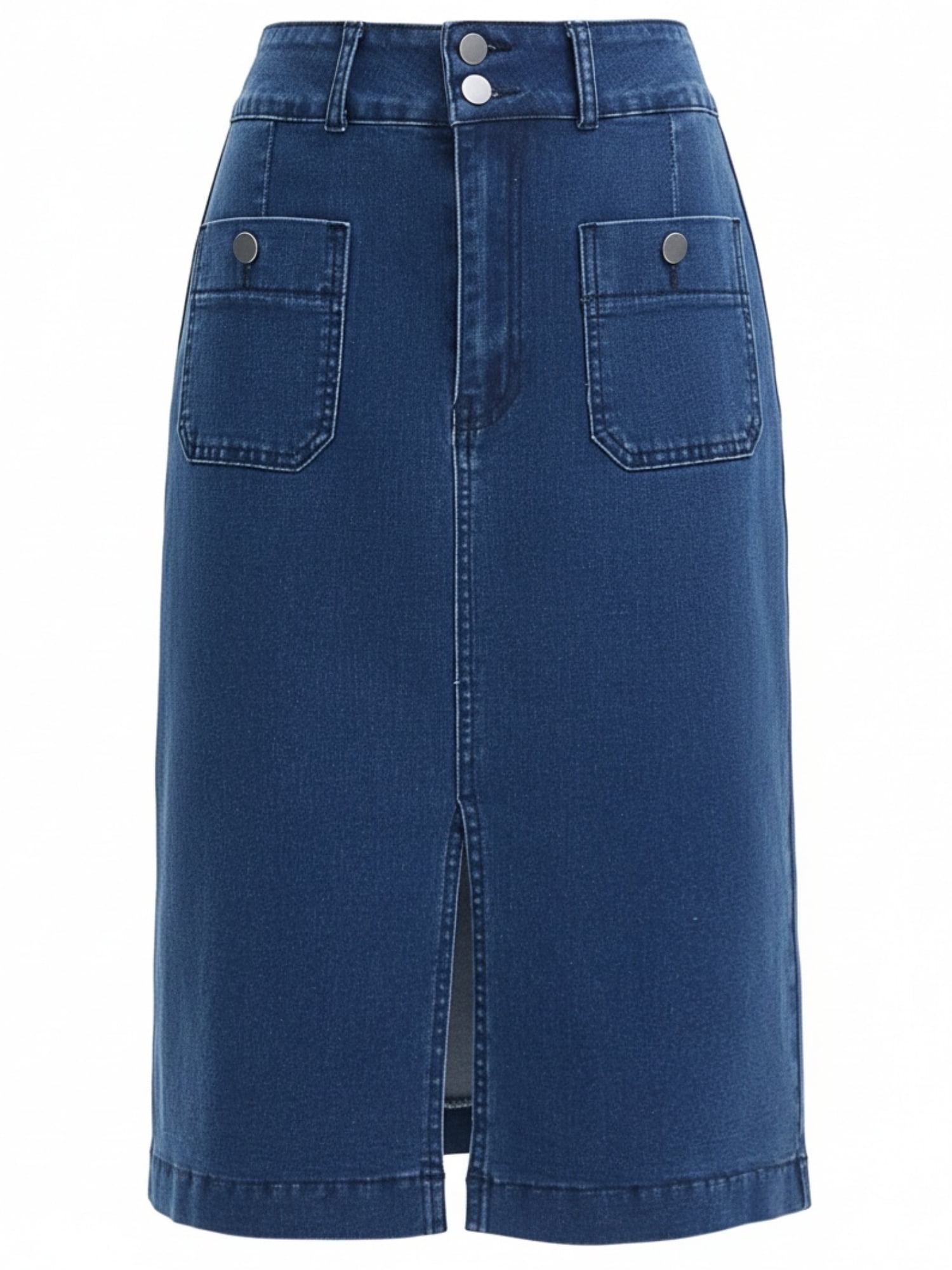DARING DIVA Women's Stretchy Below Knee Length Jean Skirts XX-Large Dark Blue