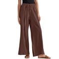 thumbnail image 1 of DARING DIVA Women's Stripe Casual Wide Leg High Waist Pants X-Small Brown, 1 of 2