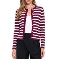 thumbnail image 1 of DARING DIVA Women's Striped Button Down Knit Cardigan Sweaters M Red White, 1 of 6