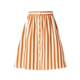 thumbnail image 1 of DARING DIVA Women's Striped Elastic Back Waist A-Line Midi Skirt Medium Orange, 1 of 6