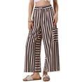 thumbnail image 1 of DARING DIVA Women's Striped Palazzo Lounge Pants Small Black Brown, 1 of 6