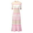 thumbnail image 1 of DARING DIVA Women's Striped Short Sleeve A-Line Midi Dresses M Pink, 1 of 6