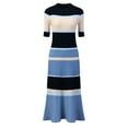 thumbnail image 1 of DARING DIVA Women's Striped Short Sleeve A-Line Midi Dresses XL Blue, 1 of 6