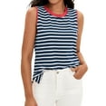 thumbnail image 1 of DARING DIVA Women's Striped Tank Top with Color Block L Dark Blue Red, 1 of 7