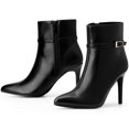 thumbnail image 1 of DARING DIVA Women's Stylish Buckle Strap Stiletto Heels Ankle Boots Black US 8.5, 1 of 6