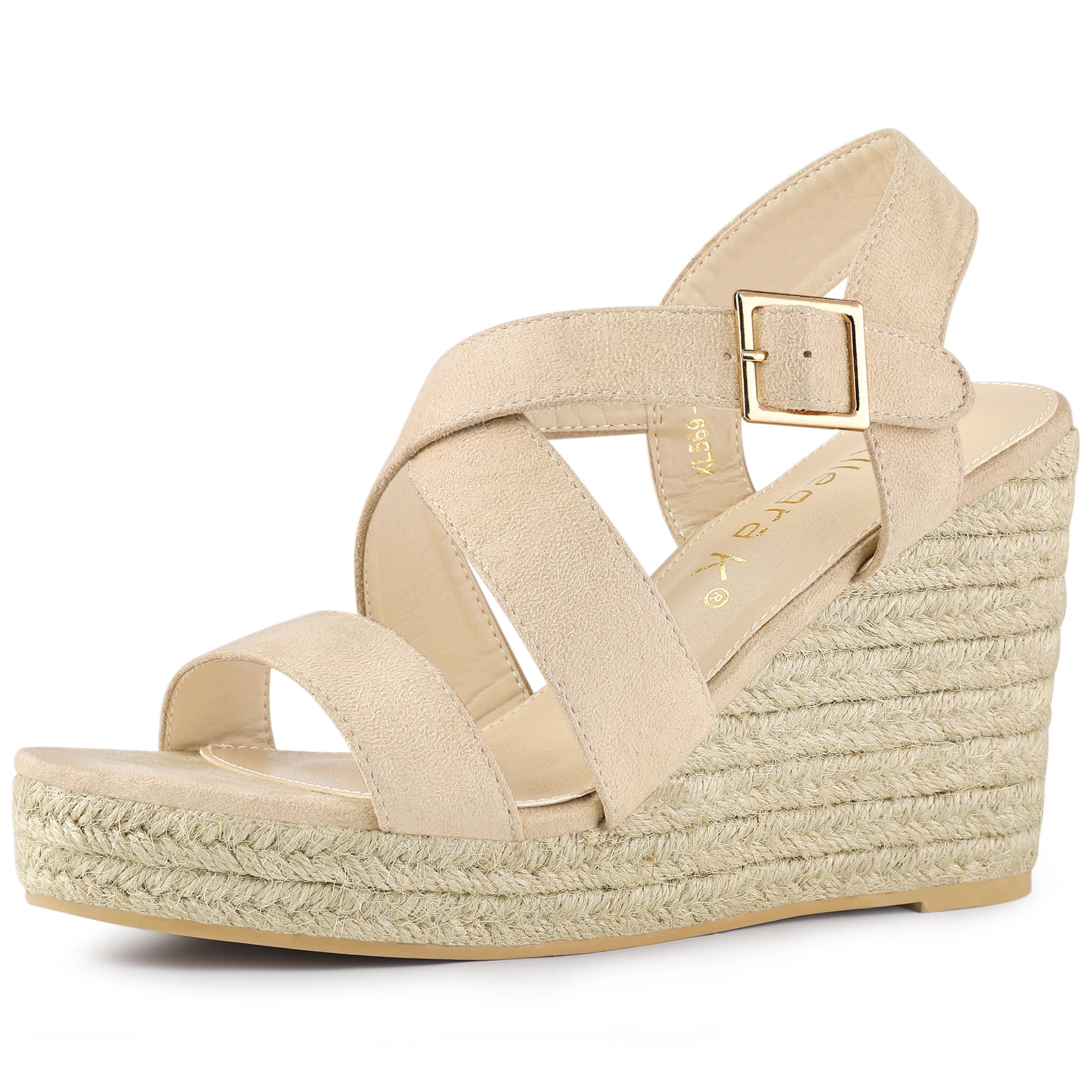 DARING DIVA Women's Stylish Espadrilles Platform Slingback Wedges Sandals Beige 10